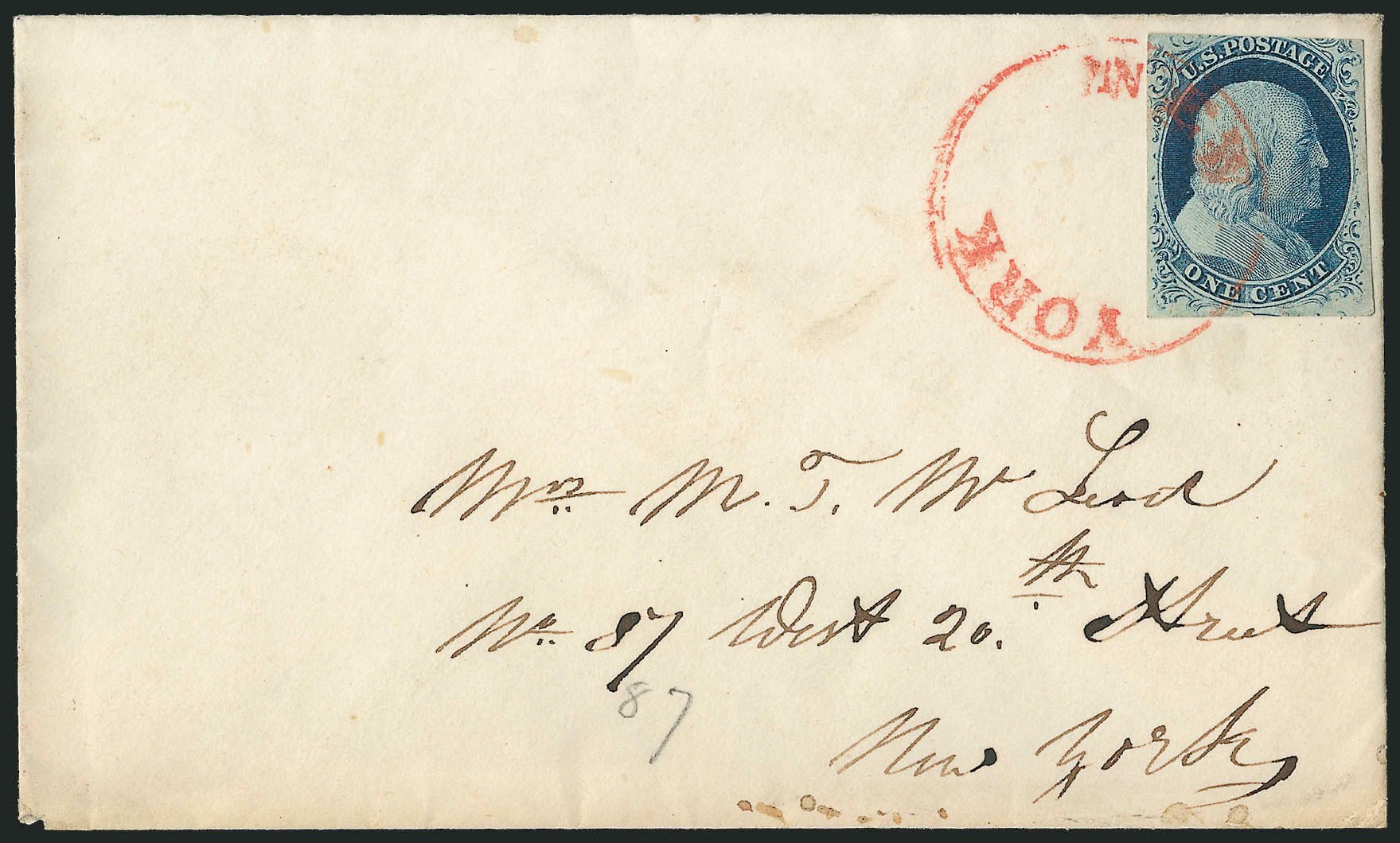 US Stamps Values Scott 9: 1c 1852 Franklin. Robert Siegel Auction Galleries, Sep 2010, Sale 994, Lot 876