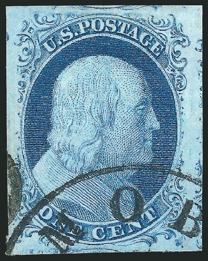 US Stamp Values Scott Catalogue 9: 1852 1c Franklin. Robert Siegel Auction Galleries, Dec 2010, Sale 998, Lot 146