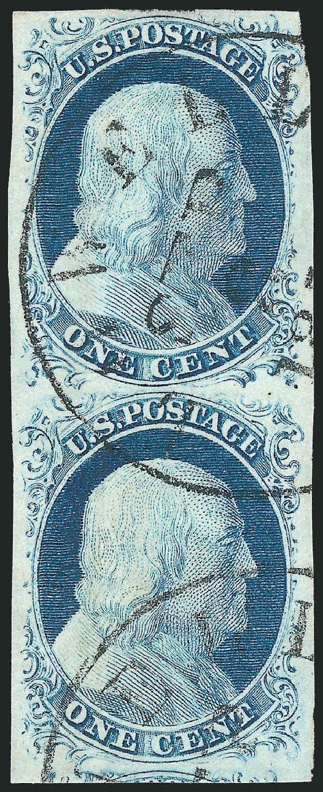 US Stamps Value Scott Catalogue #9 - 1852 1c Franklin. Robert Siegel Auction Galleries, Dec 2010, Sale 998, Lot 216