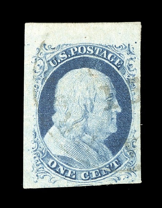 Values of US Stamp Scott Catalog 9: 1c 1852 Franklin. Spink Shreves Galleries, May 2014, Sale 148, Lot 26