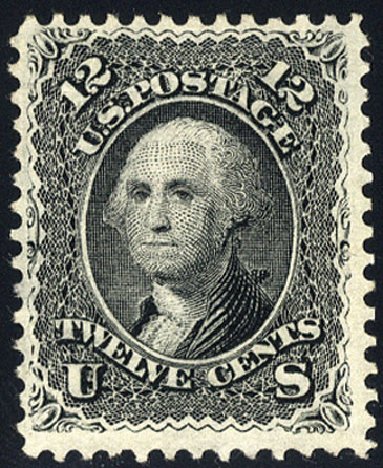 Prices of US Stamp Scott 90: 12c 1868 Washington Grill. Cherrystone Auctions, Jan 2009, Sale 200901, Lot 107