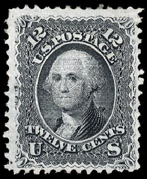 Values of US Stamps Scott Catalog 90 - 1868 12c Washington Grill. Cherrystone Auctions, Jul 2010, Sale 201007, Lot 18