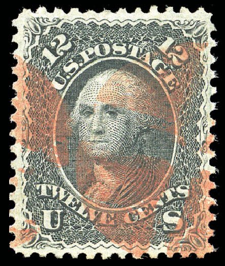 US Stamps Prices Scott 90 - 12c 1868 Washington Grill. Matthew Bennett International, Sep 2010, Sale 331, Lot 439