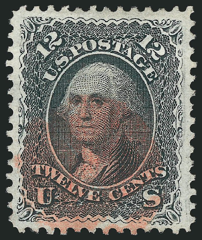 US Stamps Values Scott Catalog # 90 - 1868 12c Washington Grill. Robert Siegel Auction Galleries, Oct 2010, Sale 995, Lot 2019