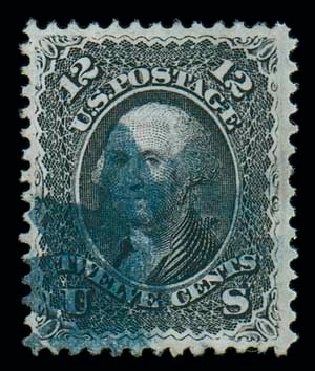 US Stamps Values Scott Cat. 90 - 12c 1868 Washington Grill. Matthew Bennett International, Dec 2007, Sale 323, Lot 240