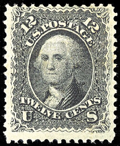 US Stamps Prices Scott Catalogue 90: 1868 12c Washington Grill. Cherrystone Auctions, Mar 2009, Sale 200903, Lot 80