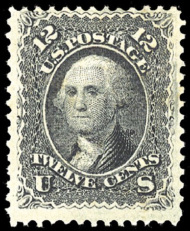 Prices of US Stamp Scott Cat. 90 - 1868 12c Washington Grill. Cherrystone Auctions, Feb 2011, Sale 201102, Lot 30