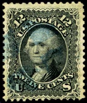 US Stamps Value Scott Catalogue 90 - 1868 12c Washington Grill. Harmer-Schau Auction Galleries, Feb 2012, Sale 92, Lot 900