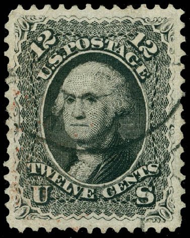 Prices of US Stamps Scott Catalogue 90 - 1868 12c Washington Grill. Matthew Bennett International, Jun 2008, Sale 328, Lot 581