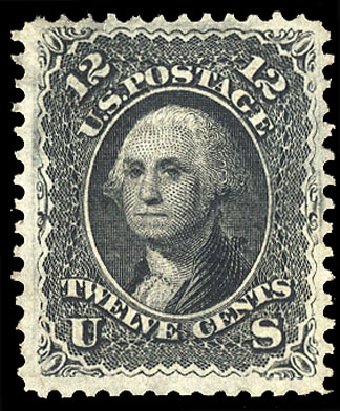 US Stamps Values Scott Cat. #90: 1868 12c Washington Grill. Cherrystone Auctions, May 2008, Sale 200805, Lot 131