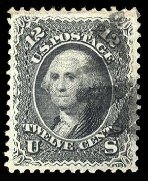 Price of US Stamp Scott Cat. #90: 1868 12c Washington Grill. Cherrystone Auctions, Sep 2012, Sale 201209, Lot 51