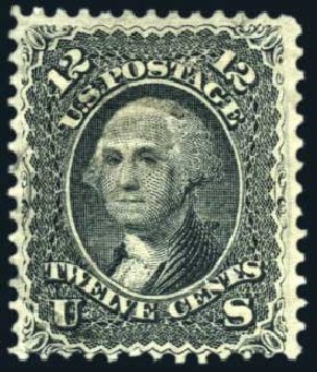 Values of US Stamp Scott Cat. 90: 1868 12c Washington Grill. Harmer-Schau Auction Galleries, Feb 2010, Sale 84, Lot 1361