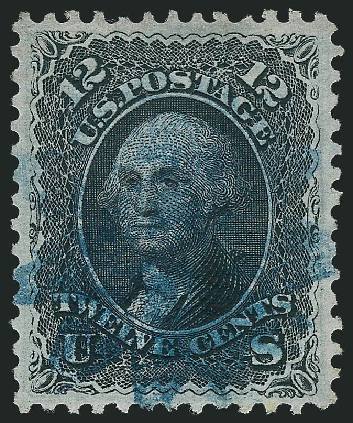 Value of US Stamp Scott Catalog # 90 - 12c 1868 Washington Grill. Robert Siegel Auction Galleries, Jul 2013, Sale 1050, Lot 215