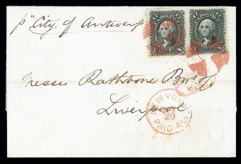 Values of US Stamps Scott Cat. 90 - 12c 1868 Washington Grill. Matthew Bennett International, Dec 2007, Sale 323, Lot 242