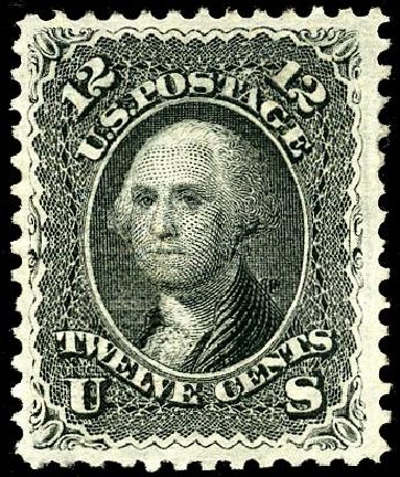 US Stamps Value Scott #90: 1868 12c Washington Grill. Matthew Bennett International, May 2008, Sale 327, Lot 92