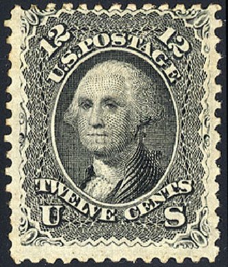 US Stamp Prices Scott Catalogue 90: 1868 12c Washington Grill. Cherrystone Auctions, May 2008, Sale 200805, Lot 132