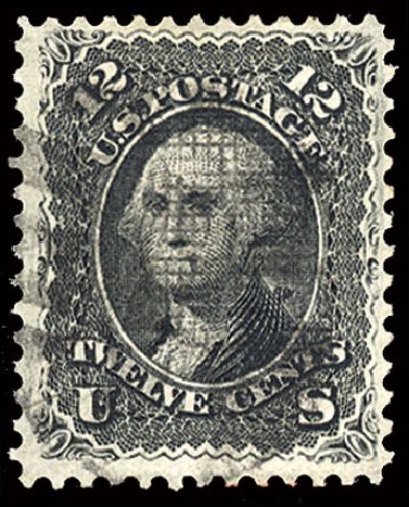US Stamp Values Scott #90 - 12c 1868 Washington Grill. Cherrystone Auctions, Mar 2009, Sale 200903, Lot 82