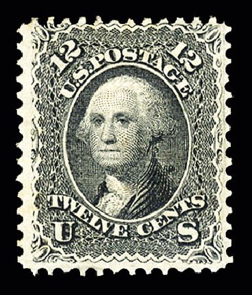 US Stamps Price Scott Catalog #90: 1868 12c Washington Grill. Cherrystone Auctions, Nov 2013, Sale 201311, Lot 22