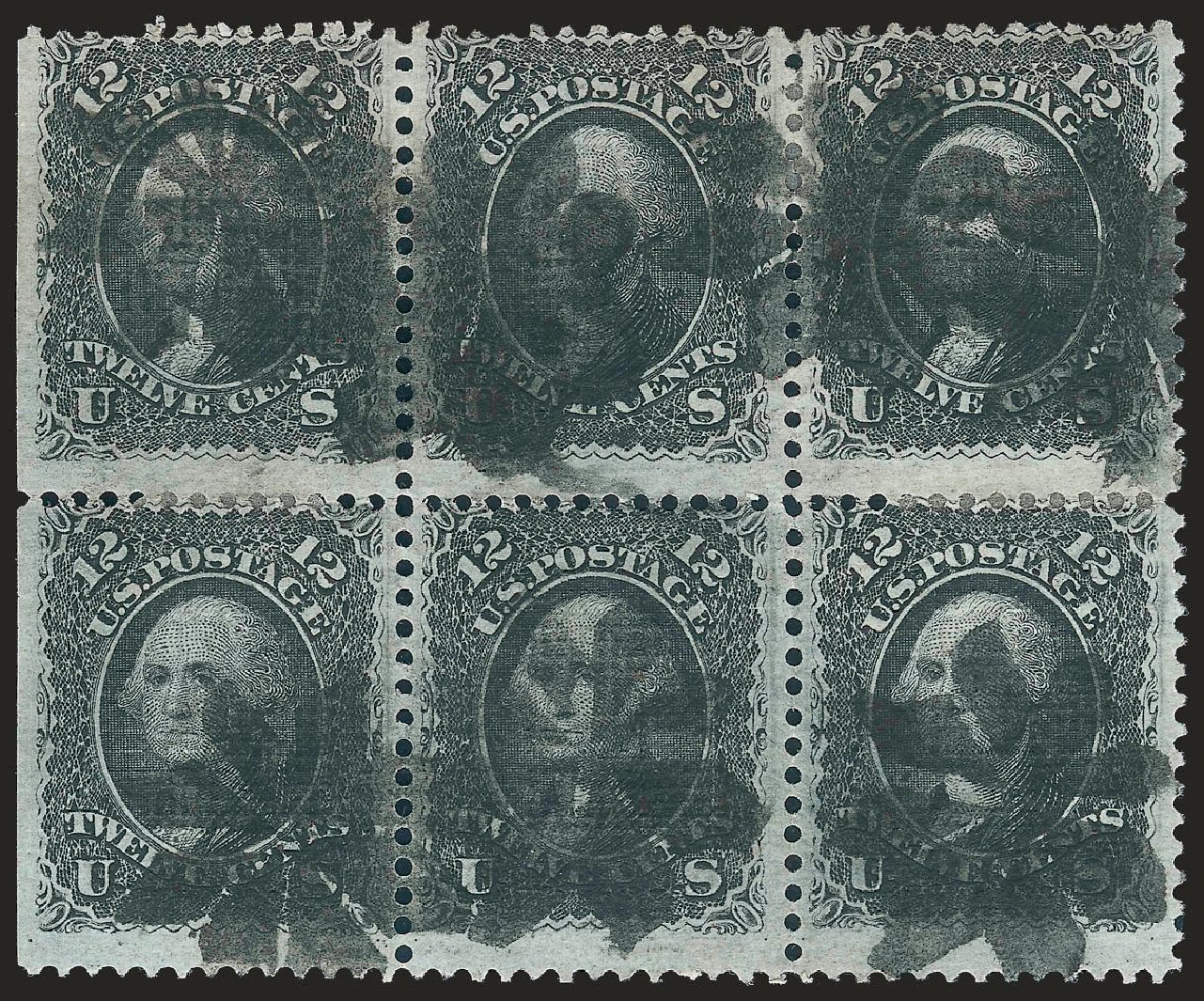 US Stamps Value Scott Cat. # 90: 12c 1868 Washington Grill. Robert Siegel Auction Galleries, Jun 2009, Sale 975, Lot 1302