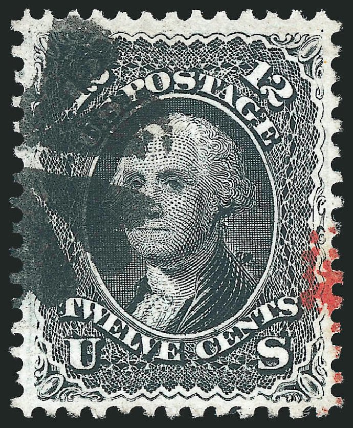Values of US Stamp Scott Catalogue 90: 12c 1868 Washington Grill. Robert Siegel Auction Galleries, Dec 2013, Sale 1062, Lot 273