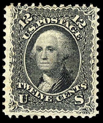 US Stamps Prices Scott Catalog #90: 1868 12c Washington Grill. Cherrystone Auctions, Jun 2009, Sale 200906, Lot 46