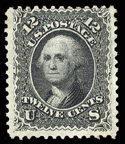 Value of US Stamps Scott Catalog 90: 1868 12c Washington Grill. Cherrystone Auctions, May 2013, Sale 201305, Lot 66