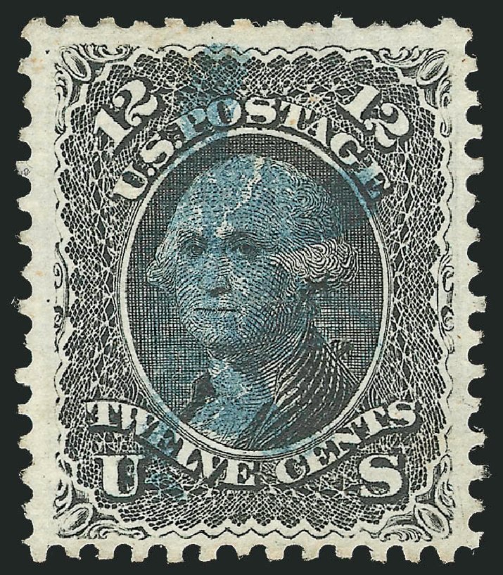 US Stamps Value Scott Catalog #90 - 1868 12c Washington Grill. Robert Siegel Auction Galleries, Mar 2014, Sale 1067, Lot 1076