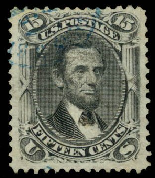 Value of US Stamp Scott Catalogue # 91: 15c 1868 Lincoln Grill. Daniel Kelleher Auctions, Mar 2013, Sale 635, Lot 287