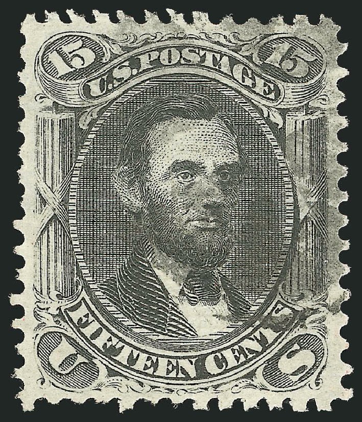 Costs of US Stamps Scott Catalog 91: 1868 15c Lincoln Grill. Robert Siegel Auction Galleries, Jul 2013, Sale 1050, Lot 217