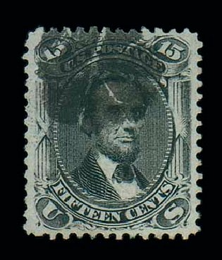 US Stamps Value Scott # 91: 15c 1868 Lincoln Grill. Matthew Bennett International, Jun 2007, Sale 319, Lot 1128