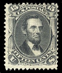 Cost of US Stamps Scott Catalog #91: 15c 1868 Lincoln Grill. Cherrystone Auctions, Jan 2013, Sale 201301, Lot 9