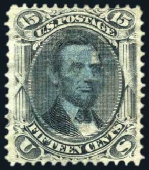 Prices of US Stamp Scott Catalogue #91 - 1868 15c Lincoln Grill. Harmer-Schau Auction Galleries, Aug 2011, Sale 90, Lot 1239