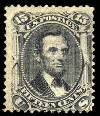 Value of US Stamps Scott Catalog #91 - 15c 1868 Lincoln Grill. Cherrystone Auctions, Apr 2010, Sale 201004, Lot 130