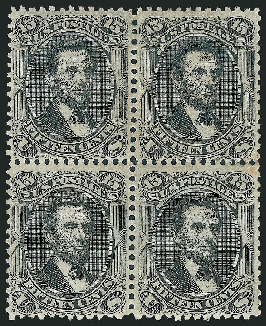 Values of US Stamp Scott Catalogue #91 - 15c 1868 Lincoln Grill. Robert Siegel Auction Galleries, Jun 2012, Sale 1025, Lot 120
