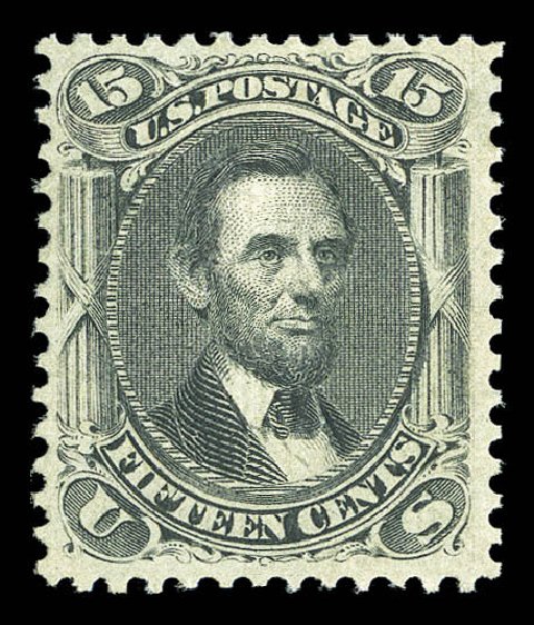 Cost of US Stamp Scott Catalogue #91 - 1868 15c Lincoln Grill. Matthew Bennett International, Sep 2012, Sale 345, Lot 121