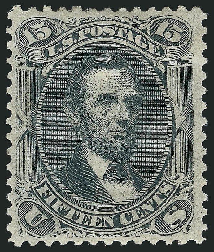 US Stamp Prices Scott Cat. #91: 1868 15c Lincoln Grill. Robert Siegel Auction Galleries, Mar 2013, Sale 1040, Lot 1331