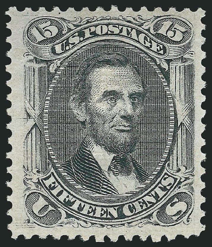 US Stamp Value Scott Catalog 91 - 1868 15c Lincoln Grill. Robert Siegel Auction Galleries, Feb 2010, Sale 983, Lot 61