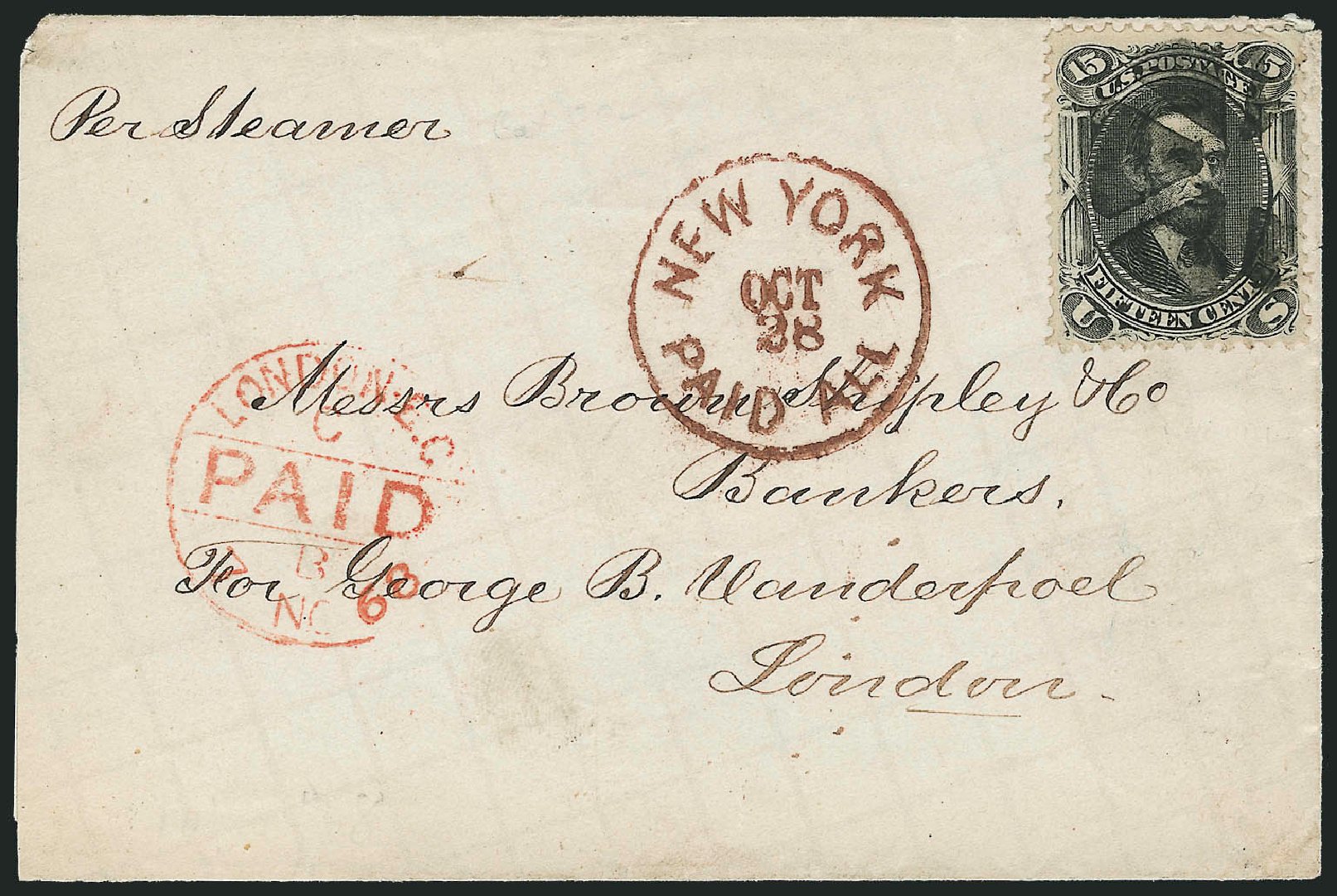 Price of US Stamps Scott Catalog 91 - 15c 1868 Lincoln Grill. Robert Siegel Auction Galleries, Sep 2010, Sale 993, Lot 501