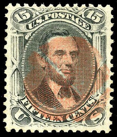 Prices of US Stamps Scott Cat. # 91: 15c 1868 Lincoln Grill. Matthew Bennett International, Apr 2008, Sale 326, Lot 104