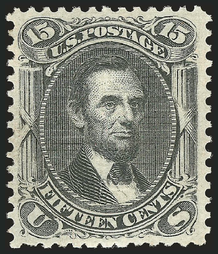 US Stamps Value Scott Cat. #91: 1868 15c Lincoln Grill. Robert Siegel Auction Galleries, Jun 2010, Sale 992, Lot 2154