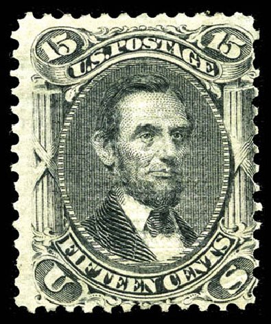 Value of US Stamp Scott 91: 1868 15c Lincoln Grill. Matthew Bennett International, Mar 2012, Sale 344, Lot 4295