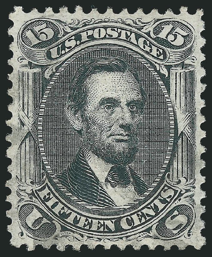 US Stamps Values Scott Cat. #91 - 15c 1868 Lincoln Grill. Robert Siegel Auction Galleries, Sep 2009, Sale 976, Lot 1405