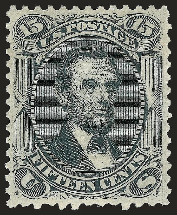 Value of US Stamps Scott # 91 - 1868 15c Lincoln Grill. Robert Siegel Auction Galleries, Jun 2010, Sale 989, Lot 105
