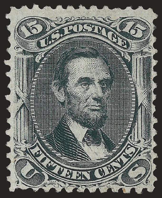 Value of US Stamp Scott Catalogue # 91: 15c 1868 Lincoln Grill. Robert Siegel Auction Galleries, Jun 2010, Sale 992, Lot 2155