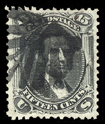 US Stamps Value Scott Catalogue #91 - 15c 1868 Lincoln Grill. Cherrystone Auctions, Oct 2012, Sale 201210, Lot 72