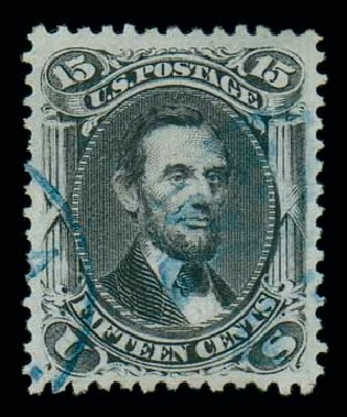 Values of US Stamps Scott Catalog #91 - 1868 15c Lincoln Grill. Matthew Bennett International, Dec 2007, Sale 323, Lot 243