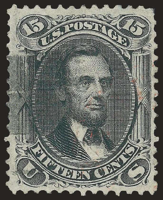 US Stamp Value Scott Catalogue #91: 15c 1868 Lincoln Grill. Robert Siegel Auction Galleries, Jun 2009, Sale 975, Lot 1303