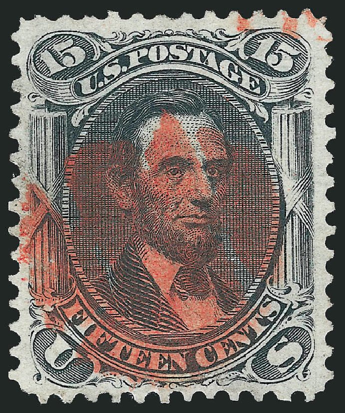 Values of US Stamp Scott Cat. #91: 15c 1868 Lincoln Grill. Robert Siegel Auction Galleries, Oct 2010, Sale 997, Lot 5393