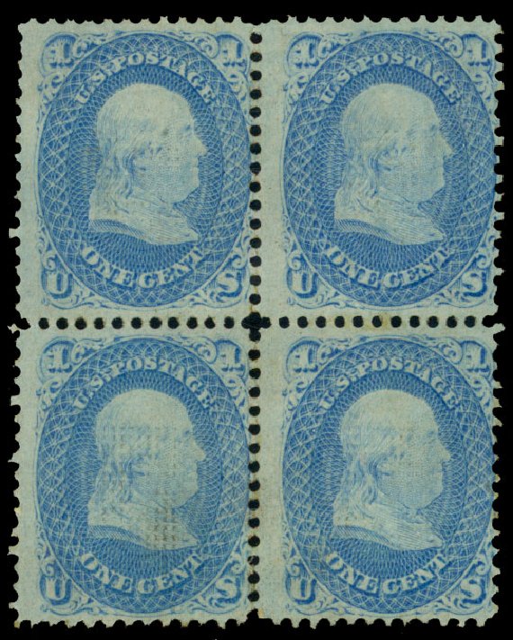 Price of US Stamp Scott Catalogue #92 - 1c 1868 Franklin Grill. Daniel Kelleher Auctions, Dec 2013, Sale 640, Lot 118