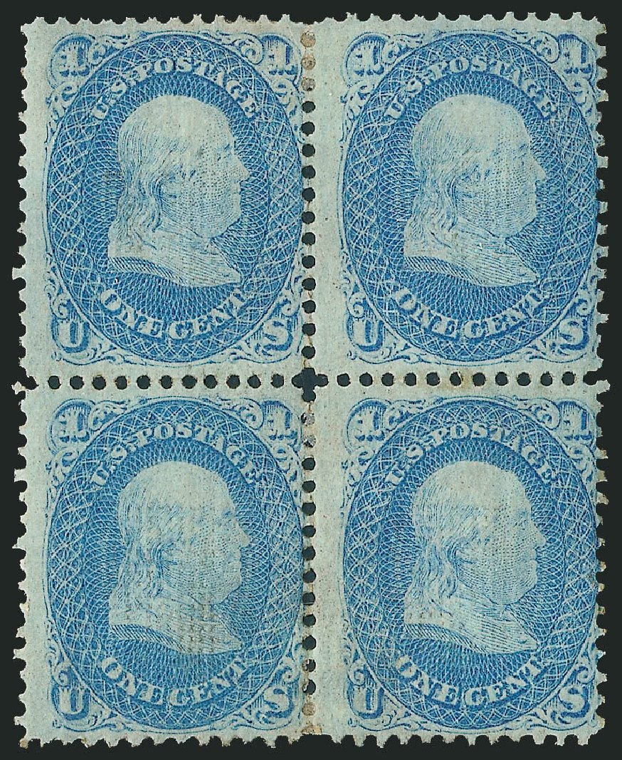 Price of US Stamps Scott # 92: 1868 1c Franklin Grill. Robert Siegel Auction Galleries, Jul 2013, Sale 1050, Lot 218